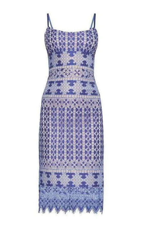 Alese Geometric Lace Midi Dress Boho Lace Dress