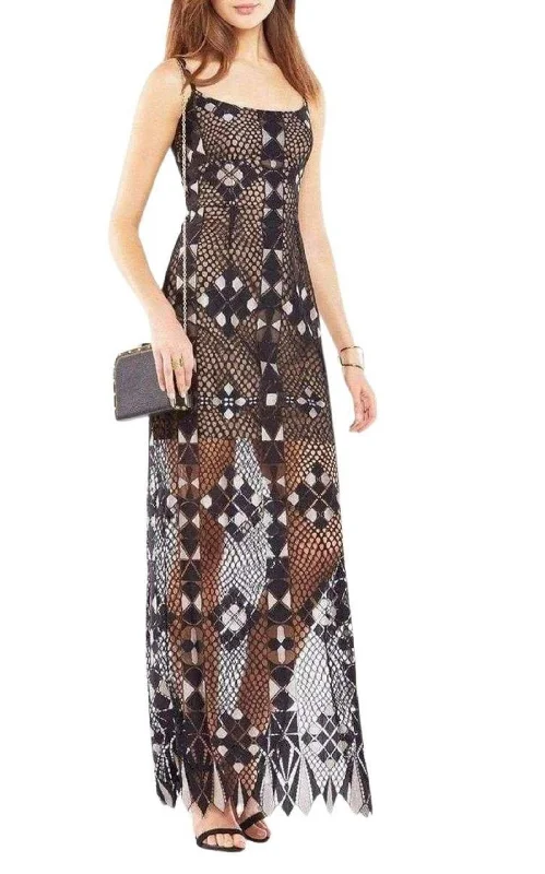 Geometric Lace Maxi Dress Elegant Lace Gown