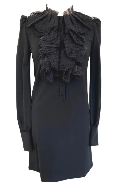 Black Ruffle Lace Mini Dress Lace Dress Perfect