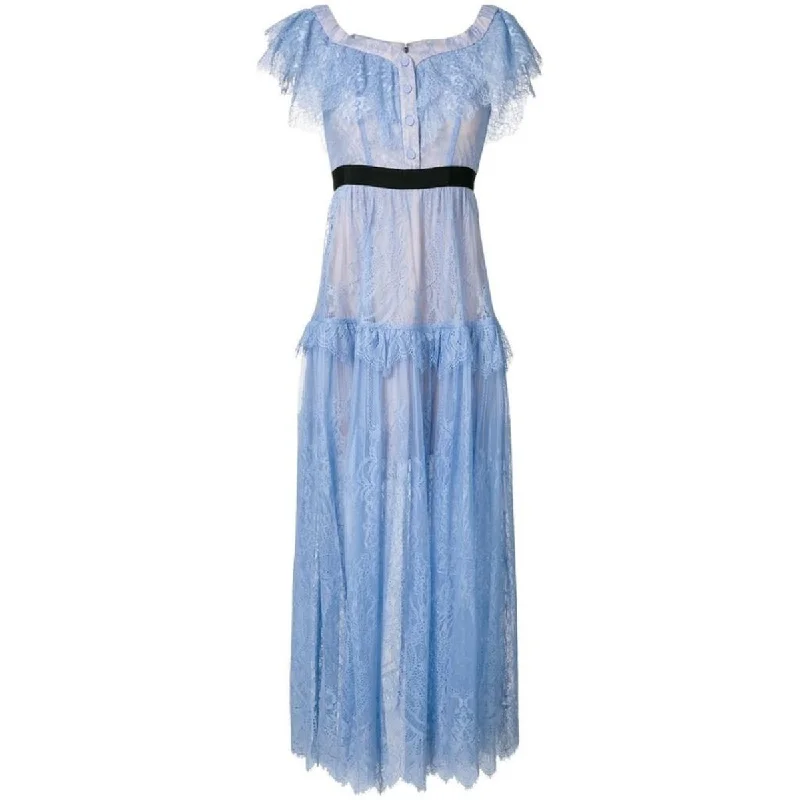 Light Blue Off The Shoulders Fine Lace Dress Lace Dress Modern