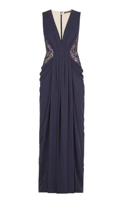 Kamara Deep-V Lace Draped Gown Lace Dress Look