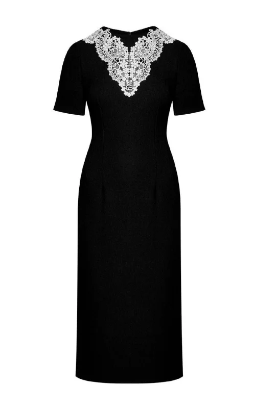 Wool Sable Lace Midi Dress Vintage Lace Gown