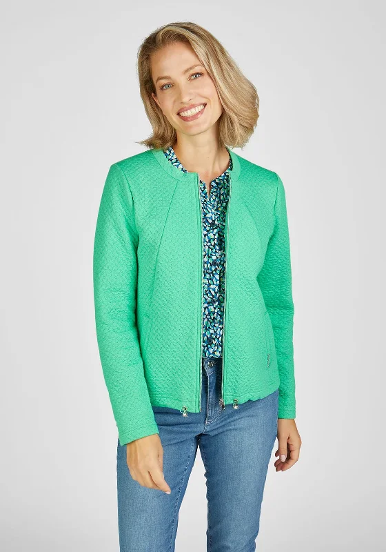 Rabe Full Zip Textured Short Jacket, Green Women's summer jackets