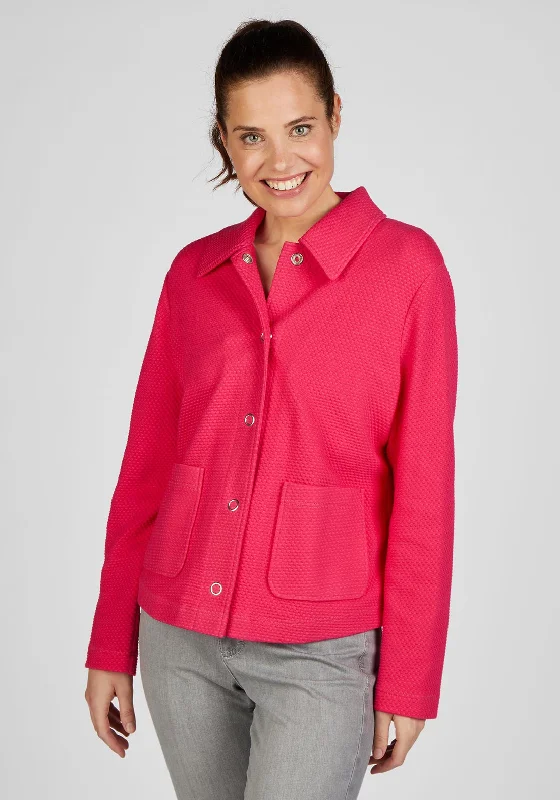 Rabe Snap Button Textured Short Jacket, Pink Women's long jackets