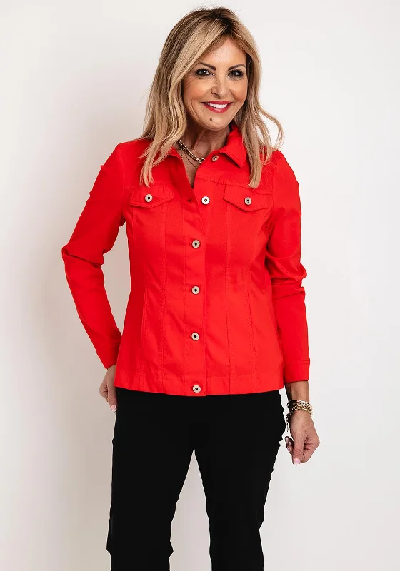 Robell Happy Denim Effect Jacket, Red Women's cropped jackets