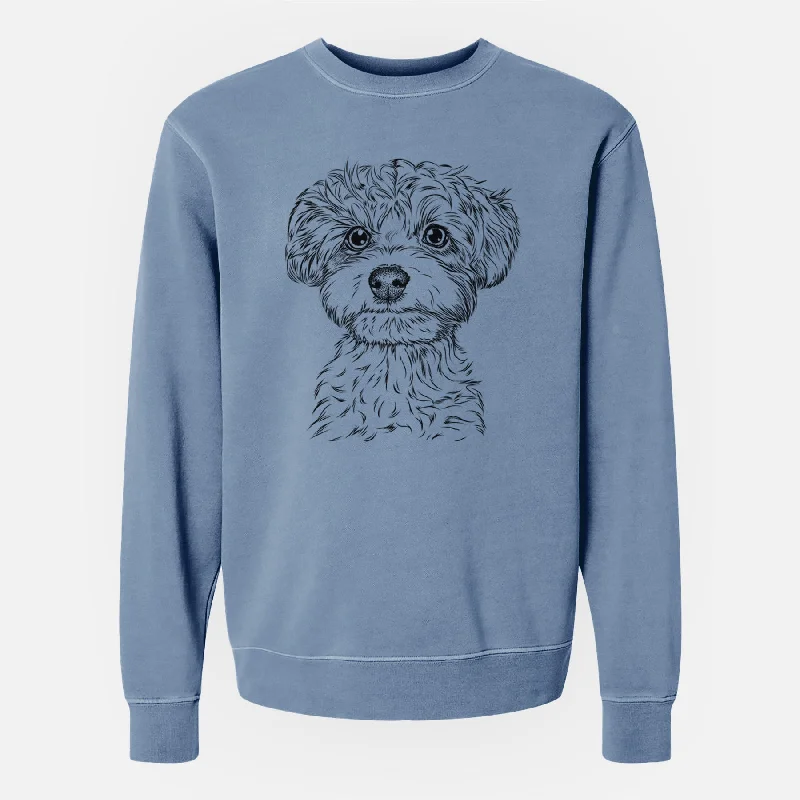 Bare Elliott the Yorkiepoo - Unisex Pigment Dyed Crew Sweatshirt Basic Hoodie Sweatshirt Look