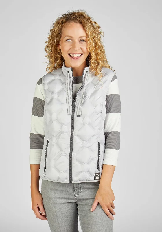 Rabe High Collar Short Padded Gilet Jacket, Grey Women's quilted jackets