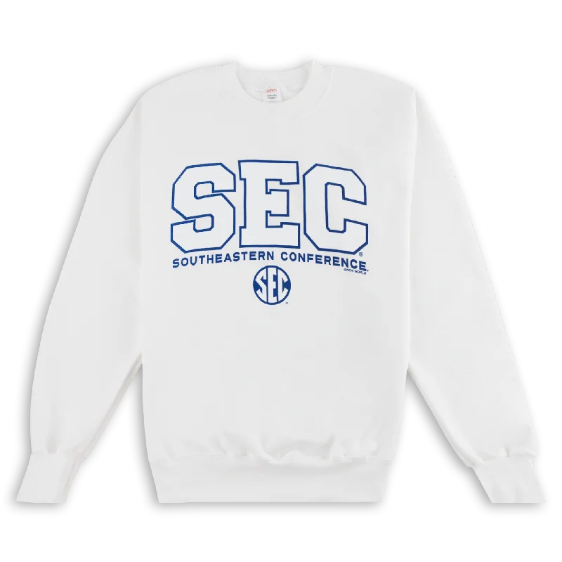 White SEC Mark Sweatshirt Comfy Sweatshirts for Fall