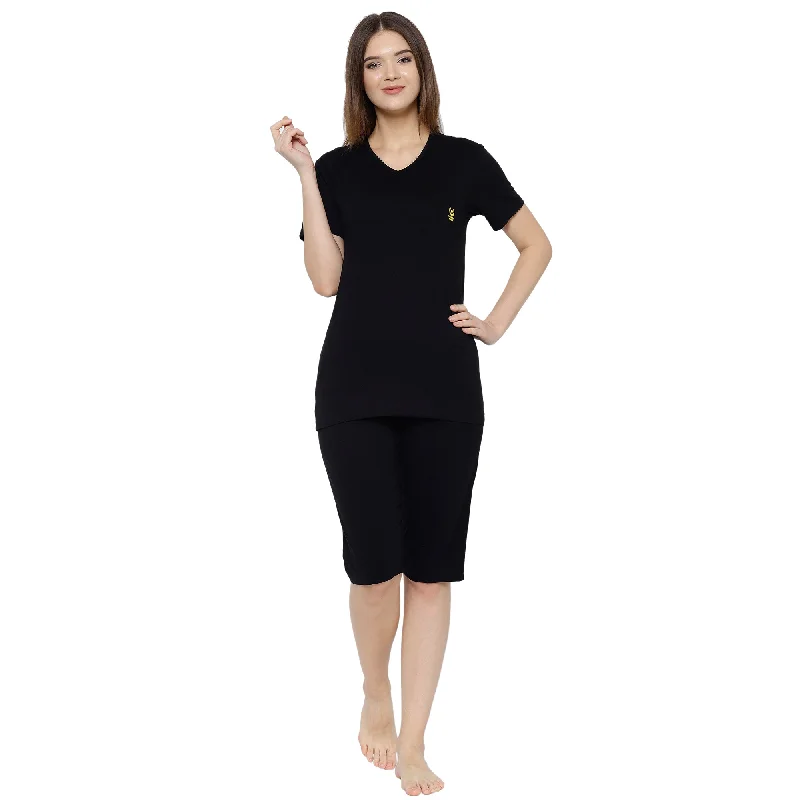 Vimal Jonney Black Women's Night Suit Breathable pajama sets