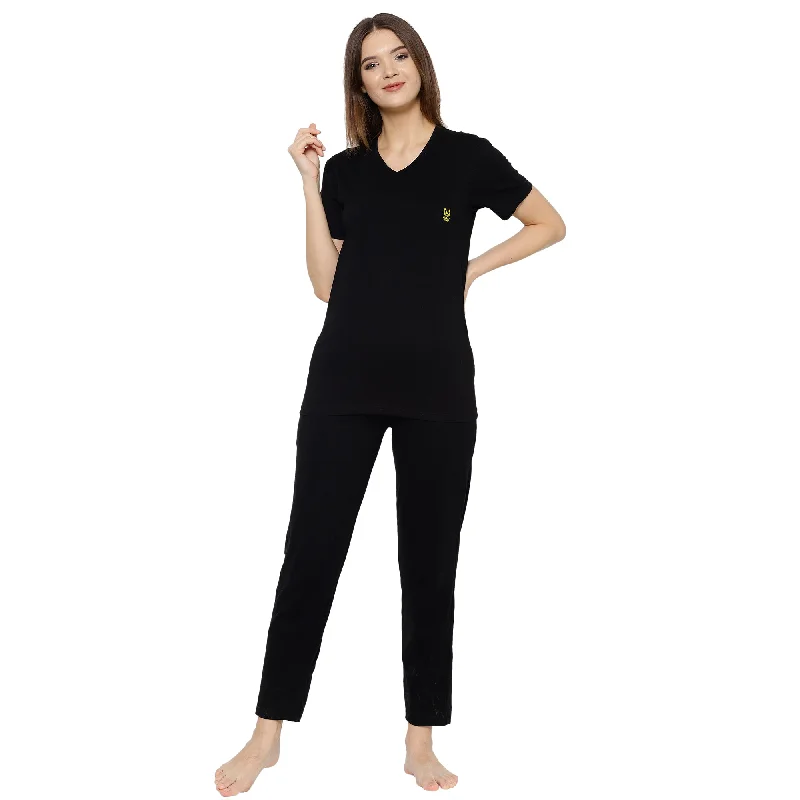 Vimal Jonney Black Women's Night Suit Linen pajama sets