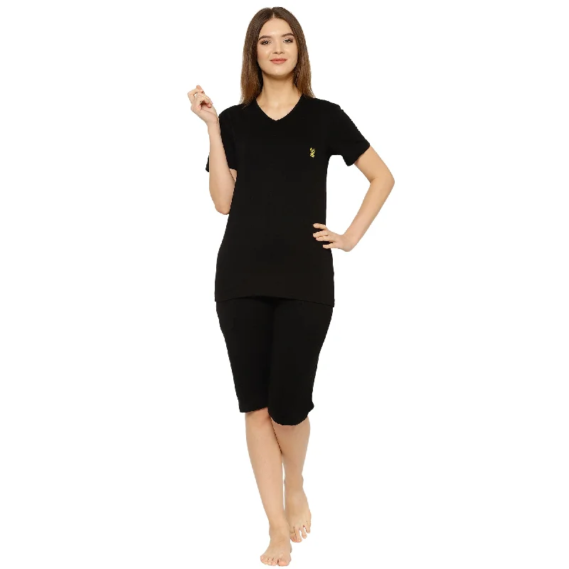 Vimal Jonney Black Women's Night Suit Breathable cotton pajama sets