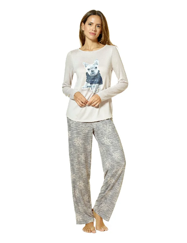 Brushed Loose Knit Dog Pajama Set Satin pajama sets