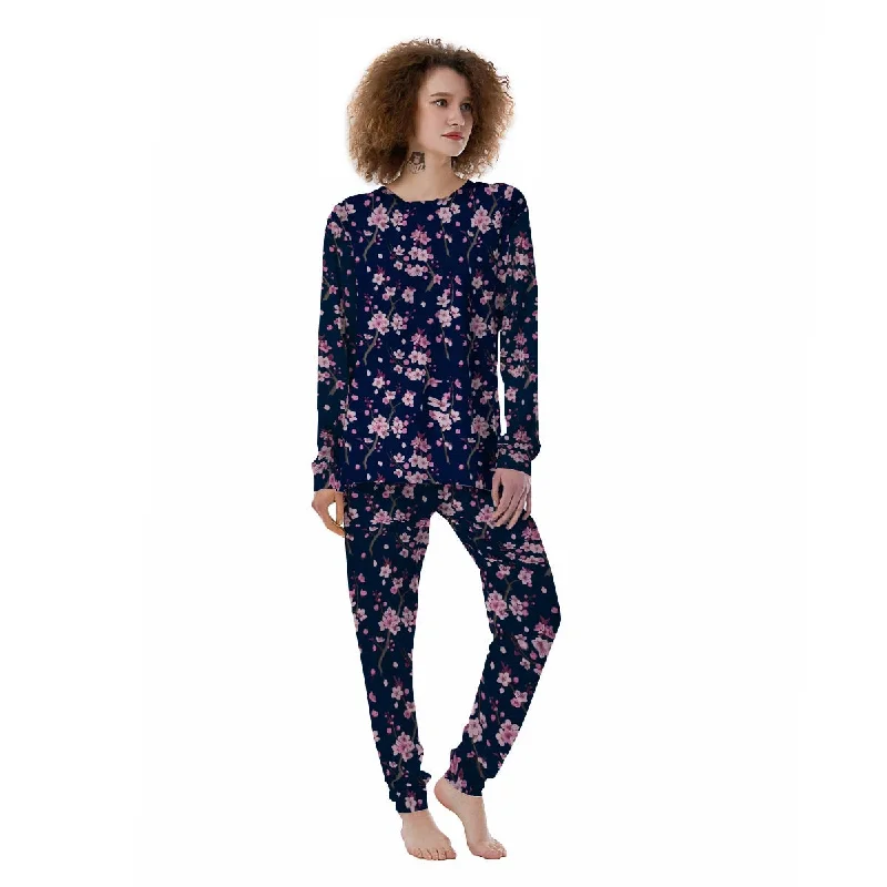 Cherry Blossom Sakura Print Pattern Women's Pajamas High-end pajama sets