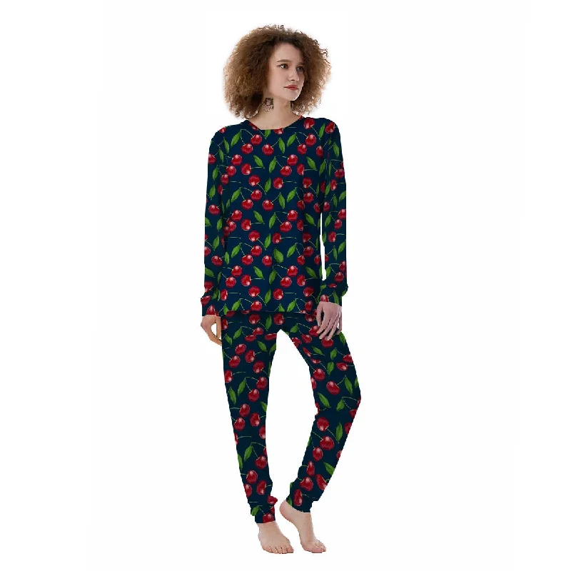 Cherry Red Print Pattern Women's Pajamas Zara pajama sets