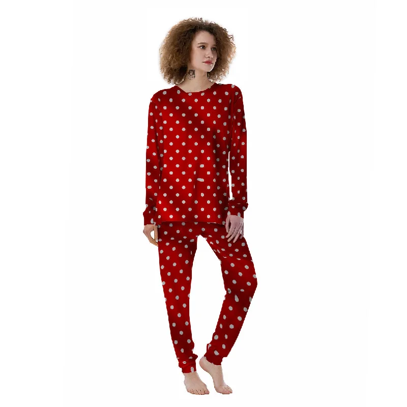 Christmas Dots White And Red Print Women's Pajamas Summer pajama sets