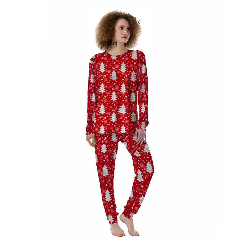 Christmas Tree Polka Dot Print Pattern Women's Pajamas Silk pajama sets