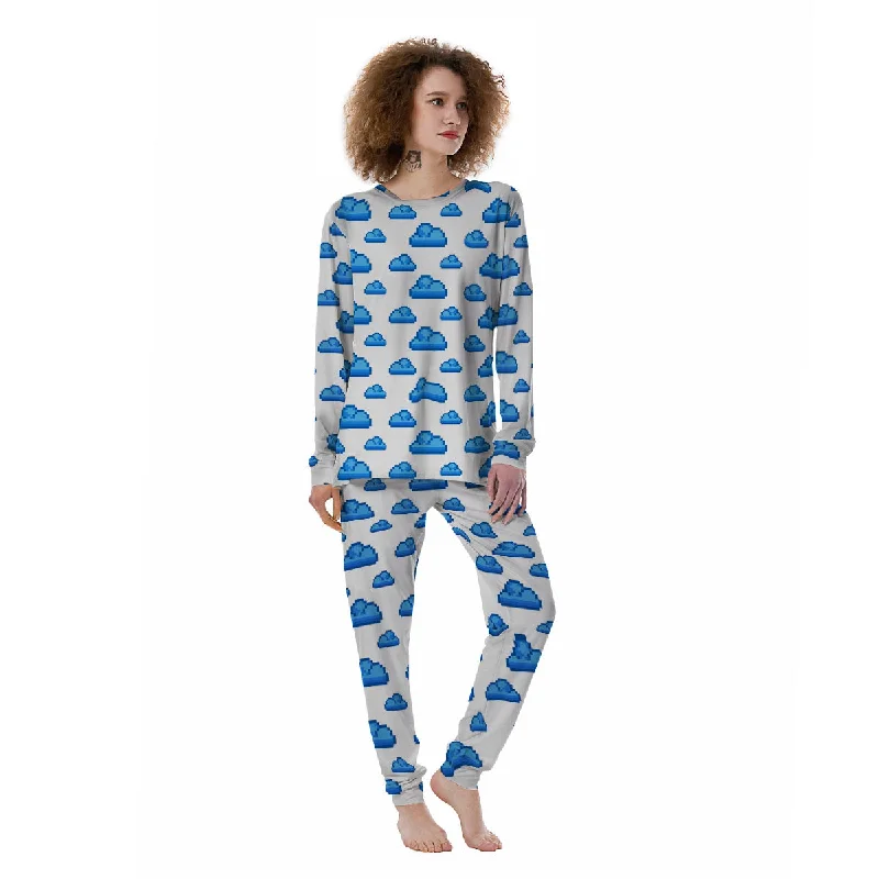 Cloud Pixel Print Pattern Women's Pajamas Softest pajama sets