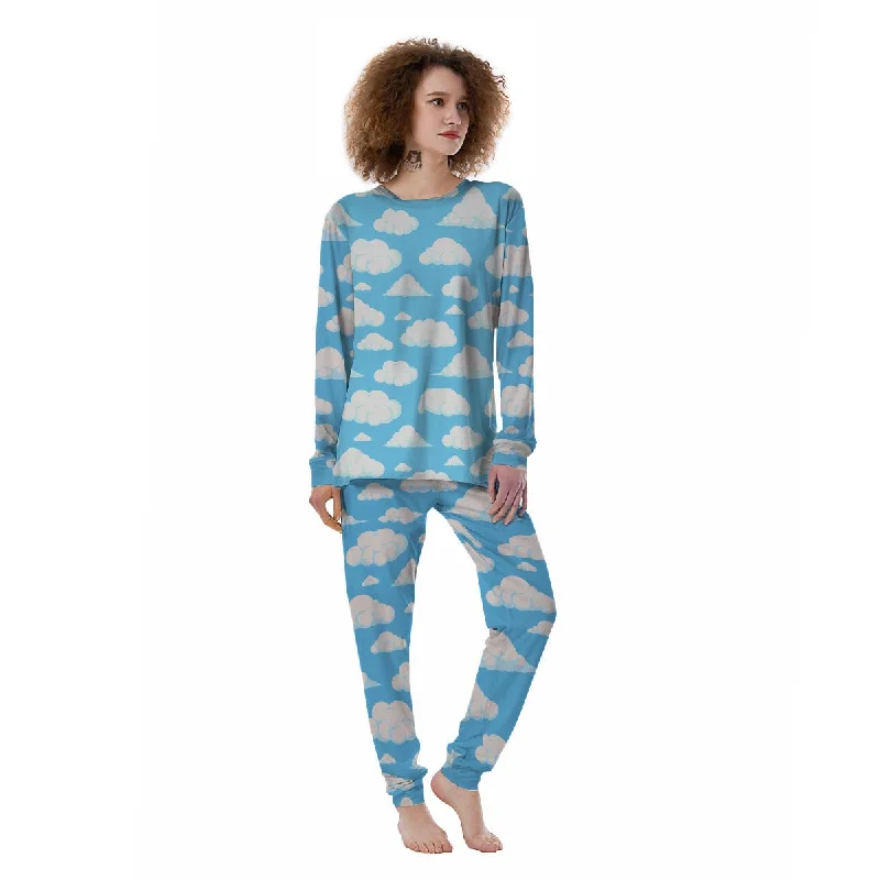 Cloud Sky Print Pattern Women's Pajamas Matching couple pajama sets