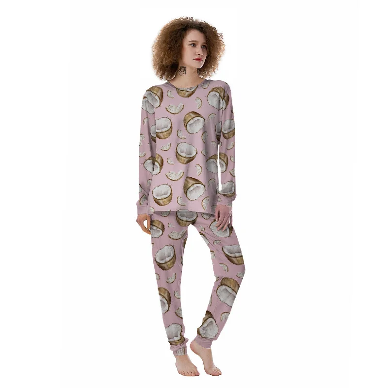 Coconut Pink Print Pattern Women's Pajamas Best pajama sets for pregnancy