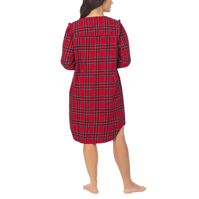 Flannel Long Sleeve Nightshirt Button-up pajama sets