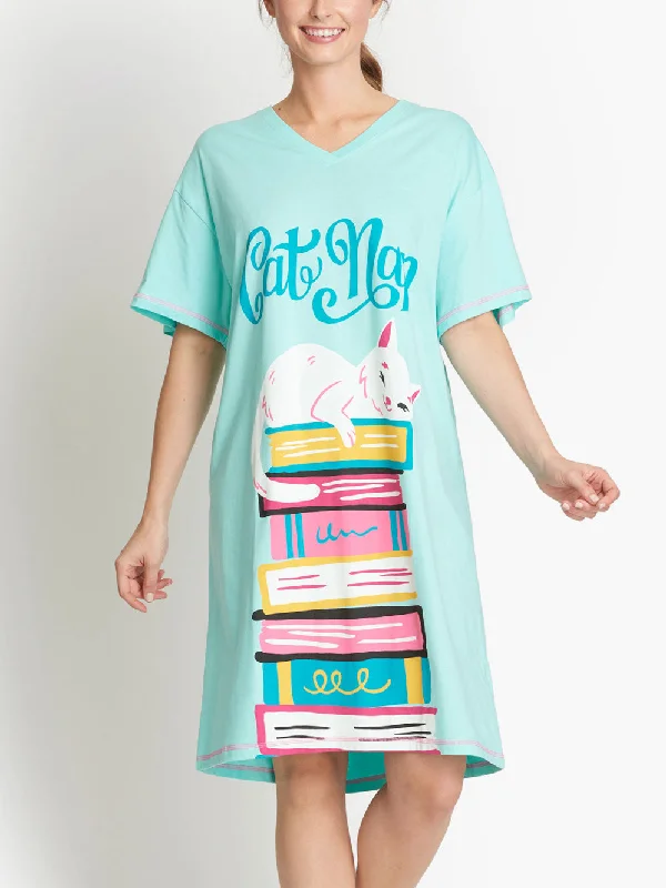 Kitty Cat Book Club Sleepshirt Postpartum pajama sets