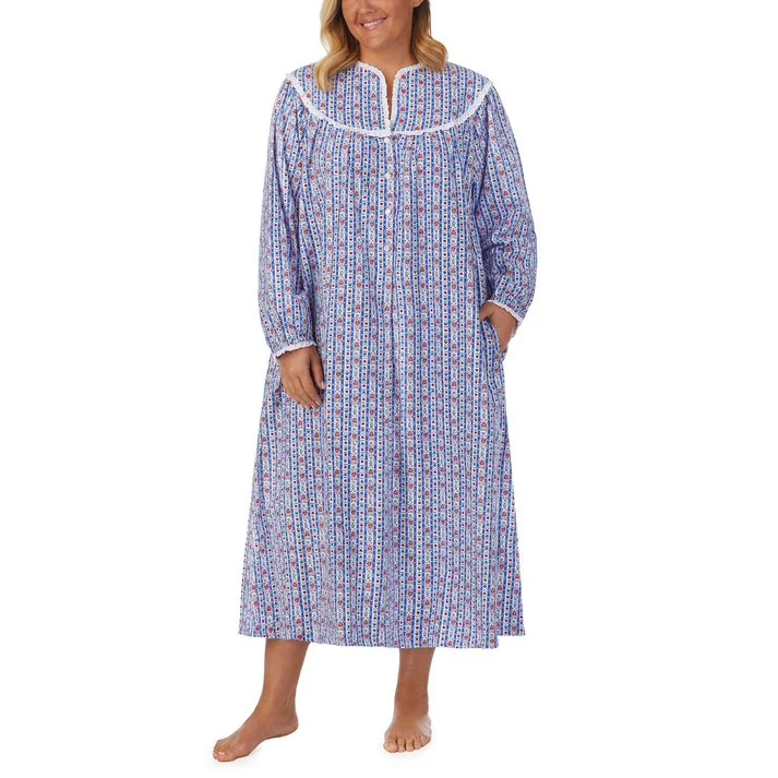 Long Sleeve Flannel Gown Plus Size Loungewear pajama sets