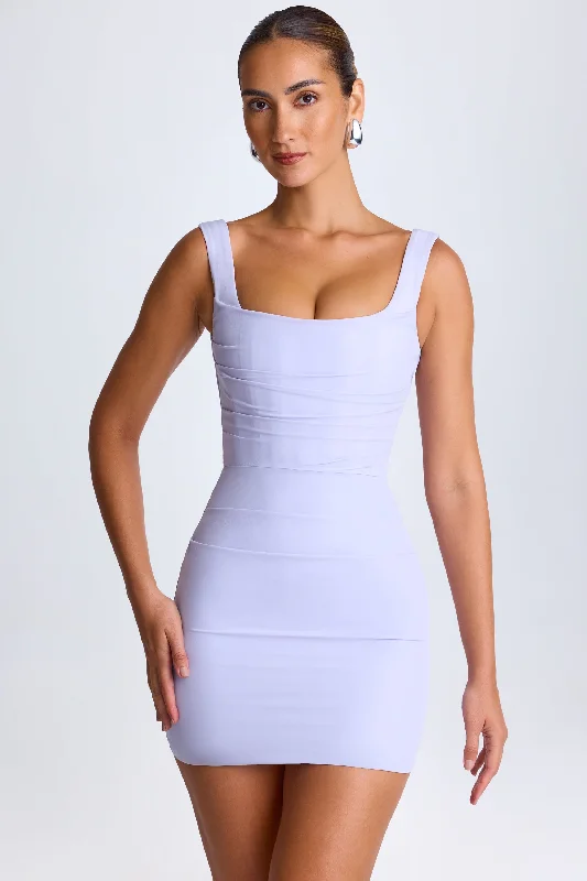 Draped Corset Mini Dress in Soft Lilac Fashion-forward mini dresses