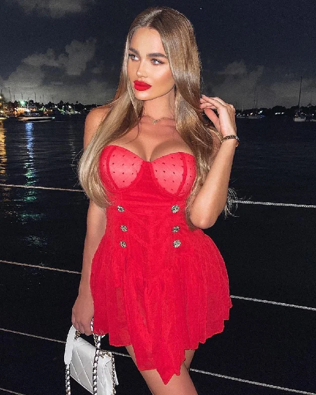 Sali Red Mini Dress Summer party mini dresses