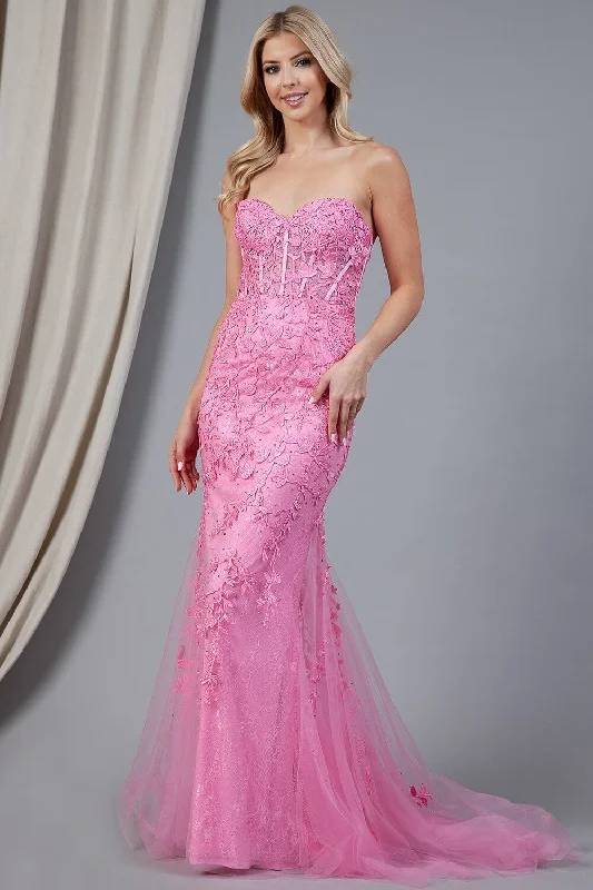 Embroidered Strapless Mermaid Dress by Amelia Couture 7024 Lace Boho Dress