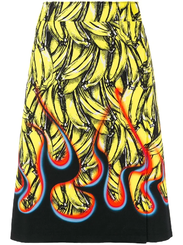 banana-print A-line skirt Anniversary unclassified skirts