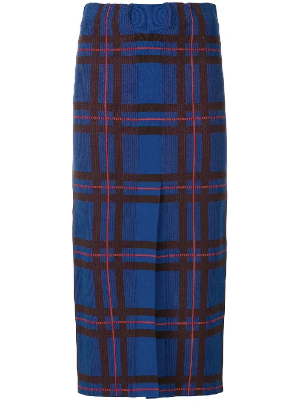 Motion slit front tartan skirt Everyday wear unclassified skirts