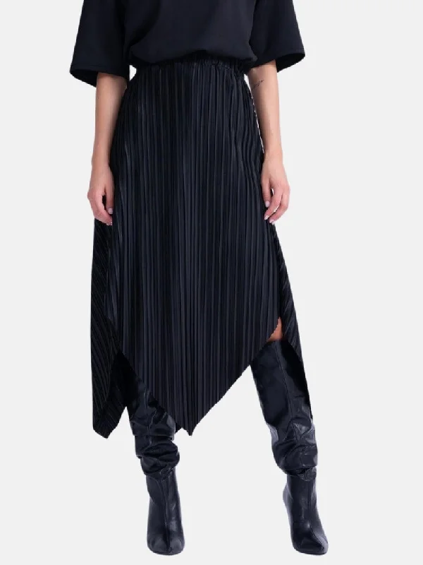 Black Asymmetrical Pleated Skirt Club unclassified skirts