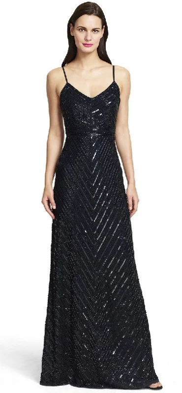 Adrianna Papell - Fine Strap Fully Beaded V-Neck Gown 91905320 Forever 21 party dresses