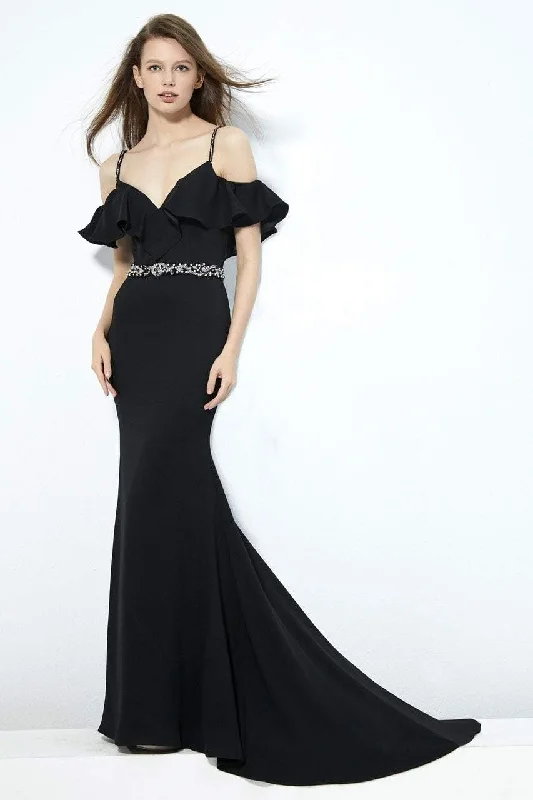 Angela & Alison - 81003 Ruffle Paneled Off-Shoulder Mermaid Gown Graduation party dresses