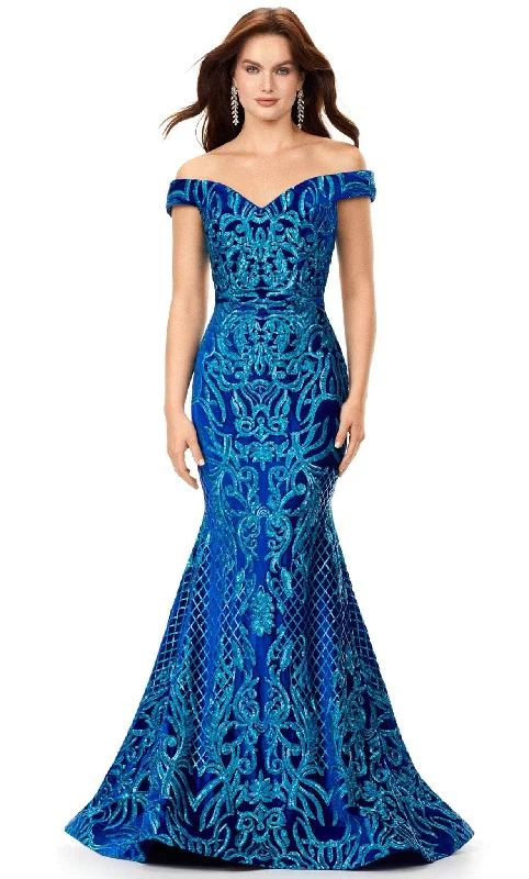 Ashley Lauren 11330 - Velvet Off Shoulder Evening Gown Best party dresses for plus size