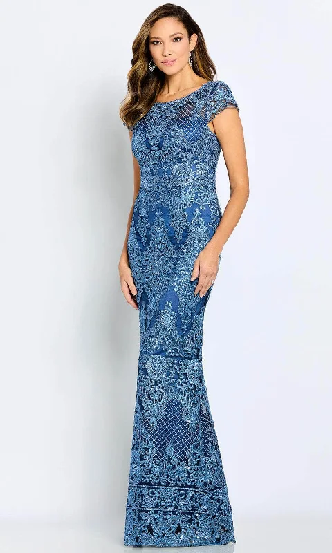 Cameron Blake CB105 - Bateau Sequin Lace Evening Gown Minimalist party dresses