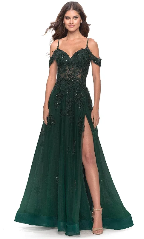 La Femme 31346 - Off Shoulder Beaded Tulle Gown Men's party outfits