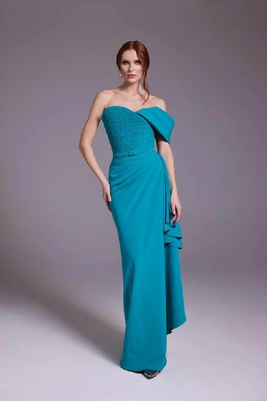 MNM Couture N0537 - One-Shoulder Drape Accent Gown Best party dresses for cocktail parties