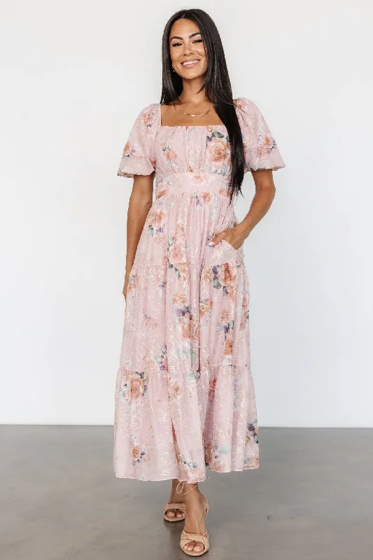 Annabeth Midi Dress | Blush Floral Vintage midi dresses