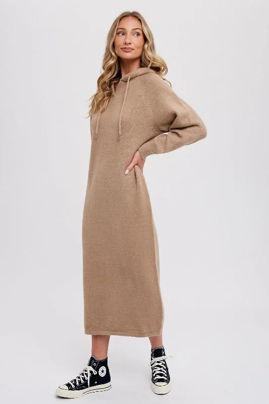 Mocha Hooded Sweater Midi Dress Urban Outfitters midi dresses