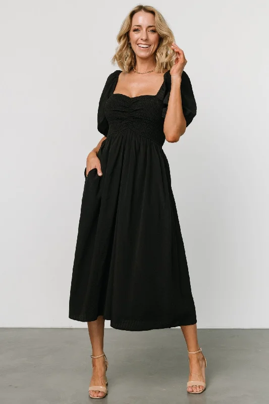 Stefania Midi Dress | Black Must-have midi dresses for this season