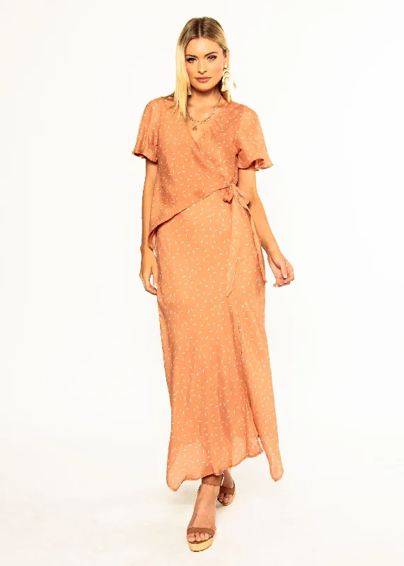 Sweet Flourish Wrap Maxi Dress - Terracotta Vacation maxi dresses