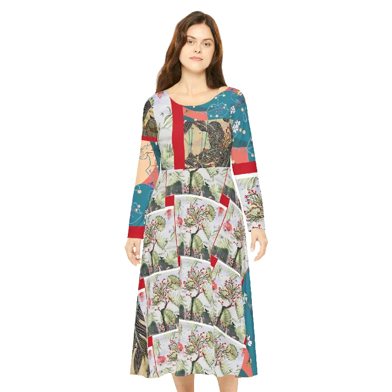 Women's Long Sleeve Dance Dress (AOP) TREE OF HOPE Office maxi dresses