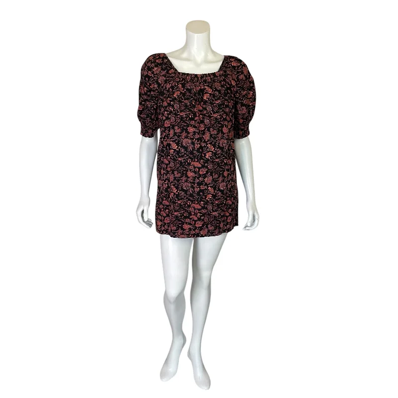 Roan + Ryan | Women's Black and Pink Floral Short Sleeve Dress | Size: XS Wrap floral dresses