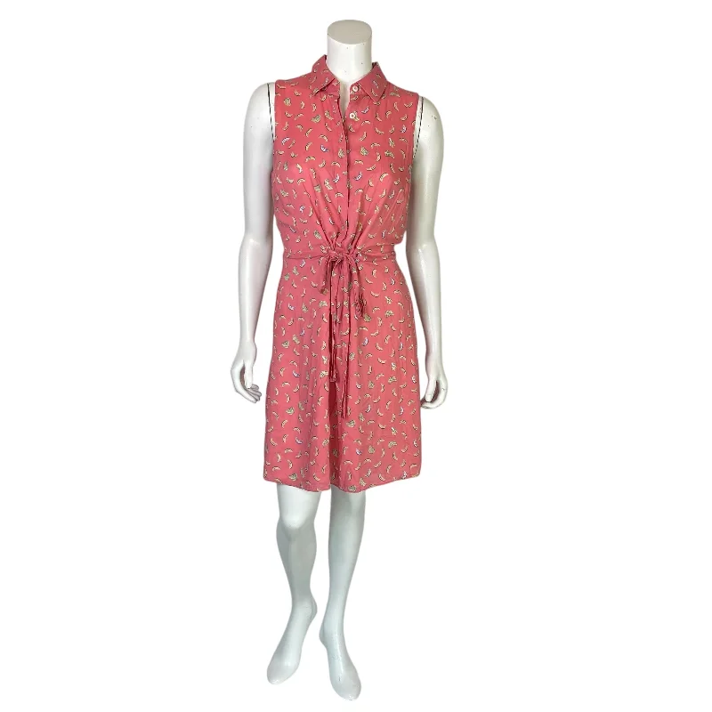 The Savile Row Company | Women's Pink and Yellow Banana Print Tie Waist Dress | Size: 6 Tiered floral dresses