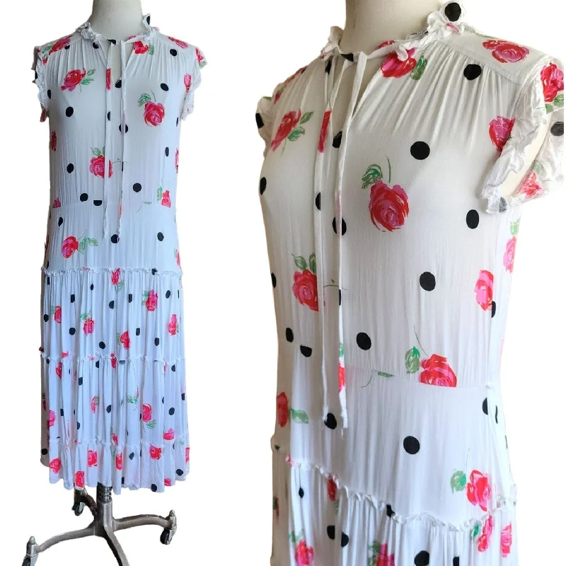 Vintage 80s Cotton Print Dress Polka Dots Red Roses H&M floral dresses