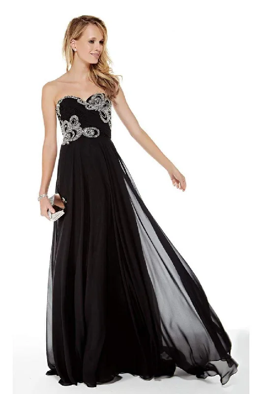 Alyce Paris - Beaded Bodice Chiffon Flowy Evening Gown 5003SC Ruffled unclassified dresses