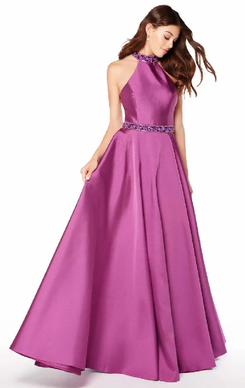 Alyce Paris - Embellished High Halter Mikado Gown 60104SC Ruched unclassified dresses