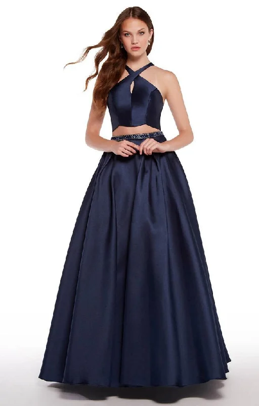 Alyce Paris - 1292SC Two-Piece Cross Halter A-Line Gown Discounted unclassified dresses