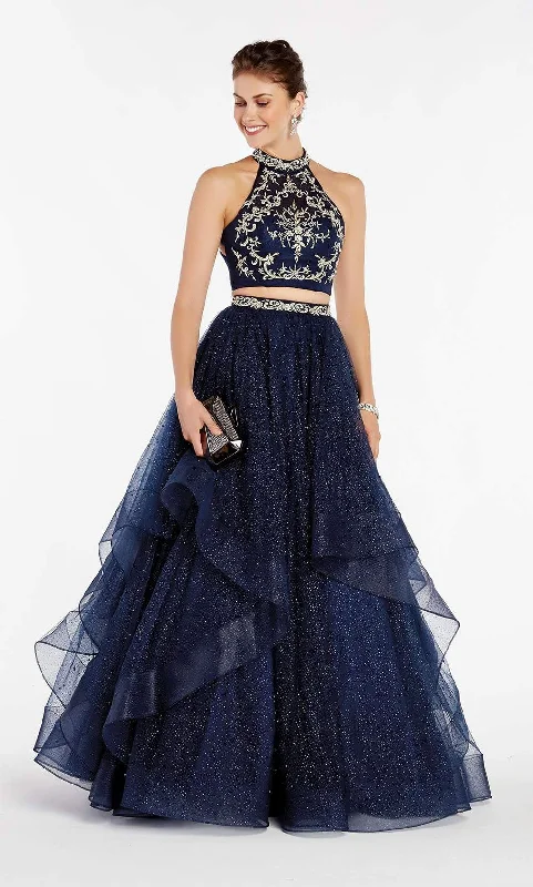 Alyce Paris - 60406SC Two Piece Beaded Halter Ruffle Glitter Ballgown Unique unclassified dresses